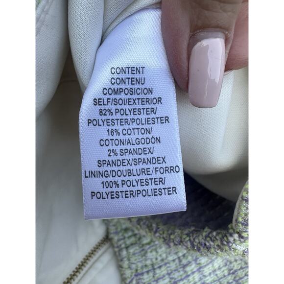 WAYF Tweed Green Gold Metallic Zipper Cropped Bustier Corset Top Smocked Back M - Picture 9 of 10